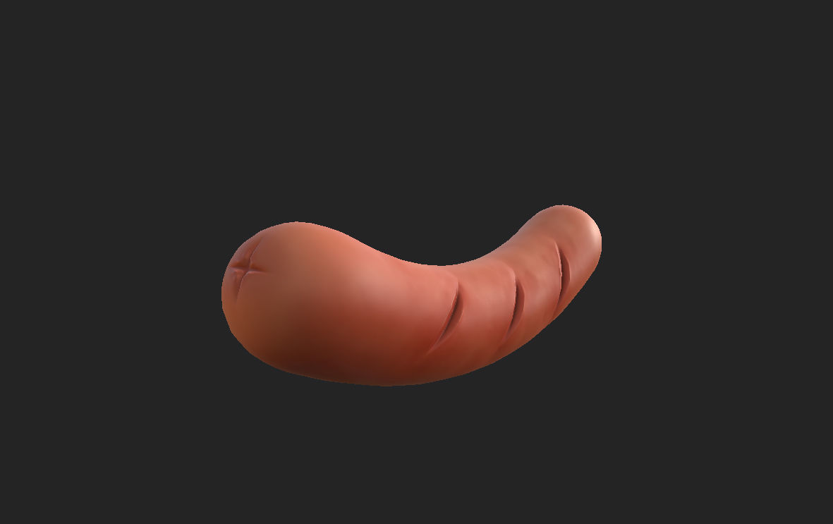 Sausage orange squishy toy Low-poly 3D model_18