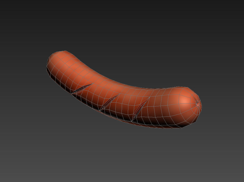 Sausage orange squishy toy Low-poly 3D model_9