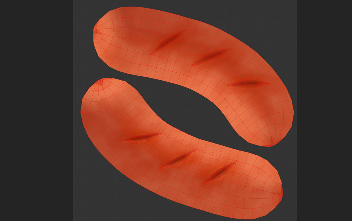 Sausage orange squishy toy Low-poly 3D model_12