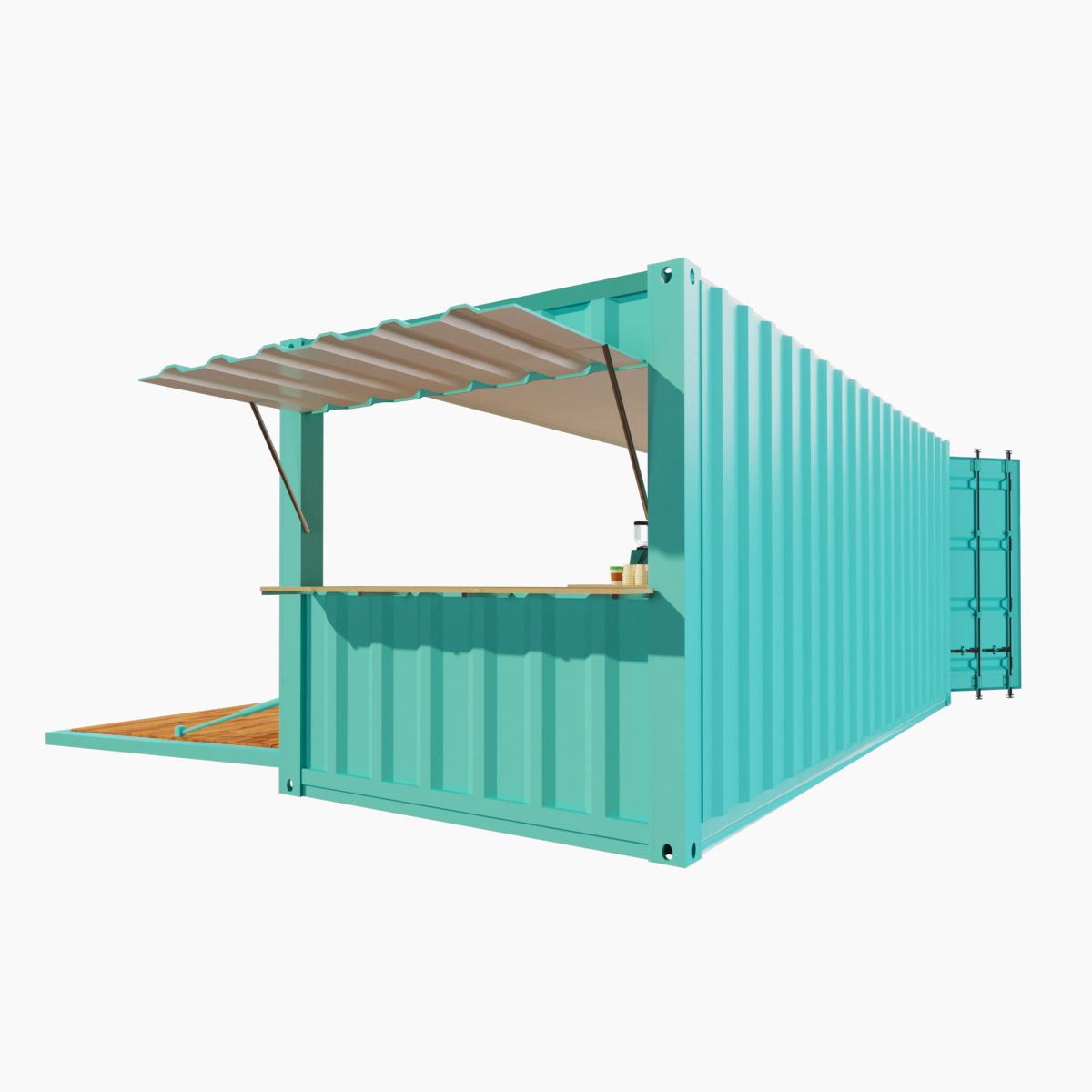 V2 Mobile shipping container restaurant Container Cafe 3D model_3