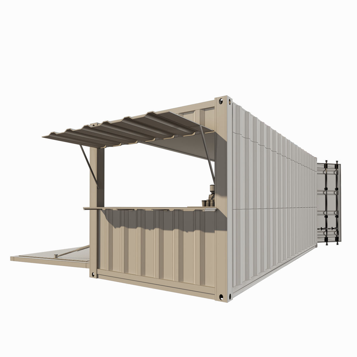 V2 Mobile shipping container restaurant Container Cafe 3D model_6