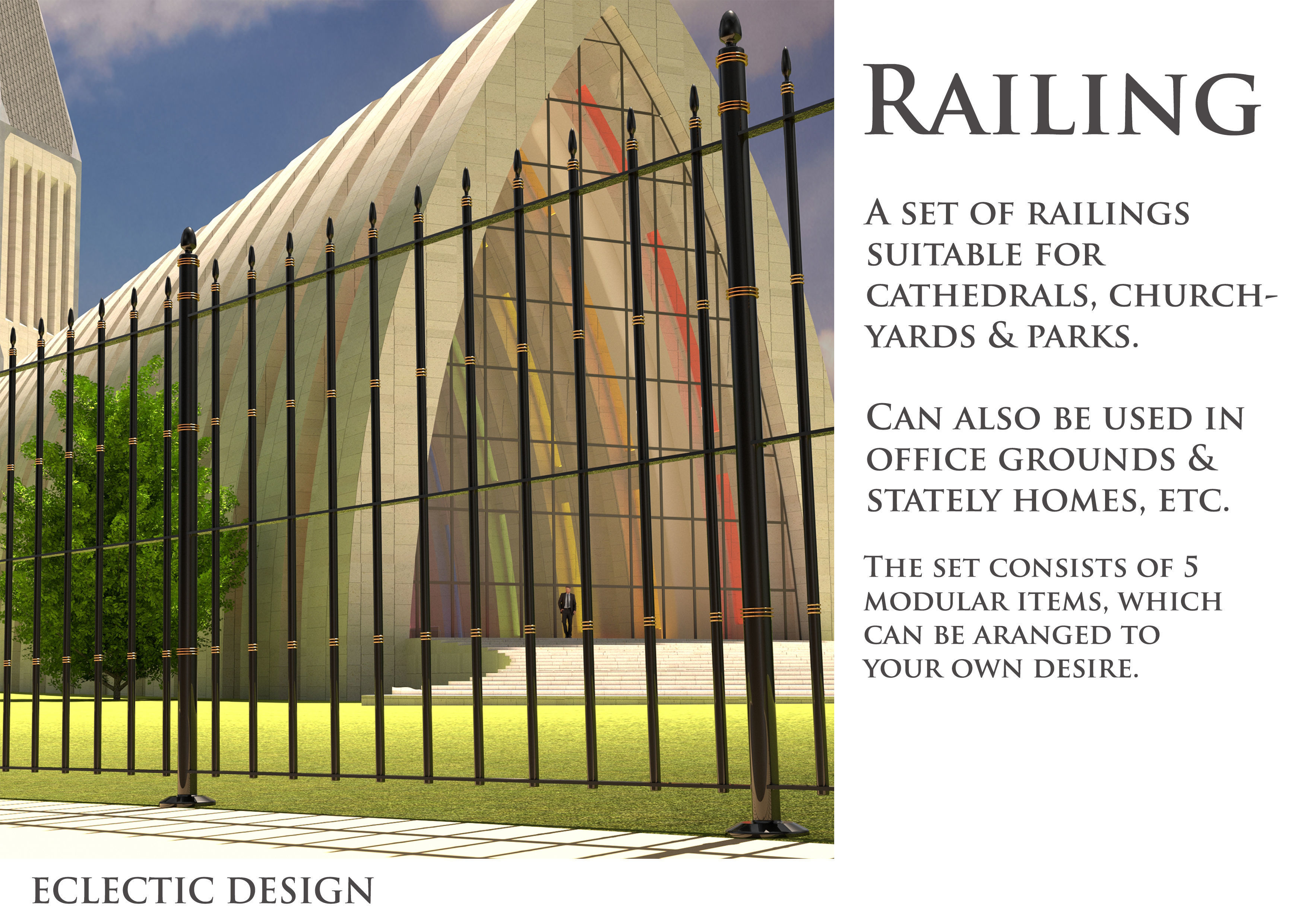 Cathedral Railing free VR / AR / low-poly 3D model | CGTrader