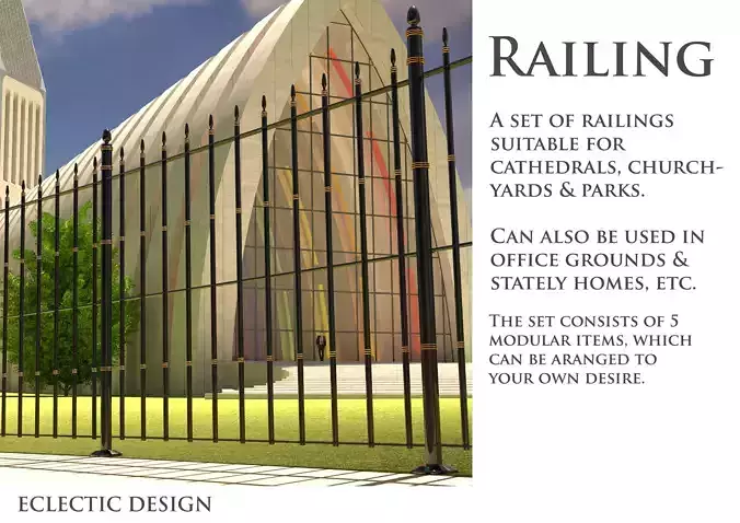 Cathedral Railing Free low-poly 3D model