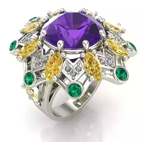 Engagment Ring With Diamonds 3D print model Free 3D print model