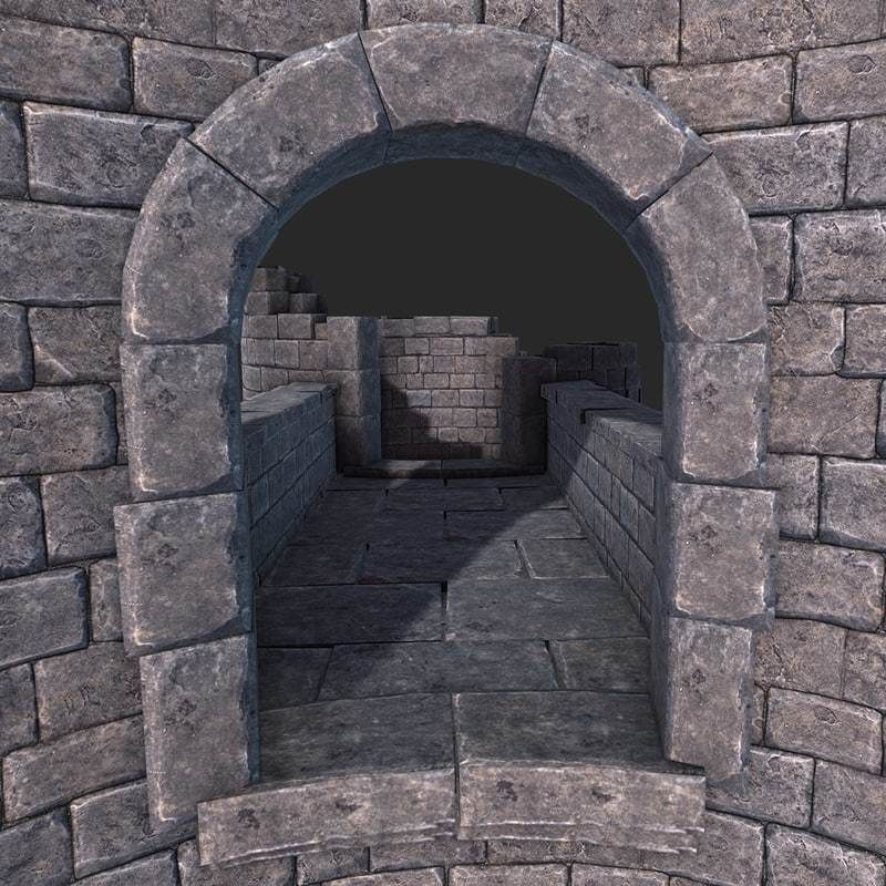 Castle Gate Ruins Low-poly 3D model_11