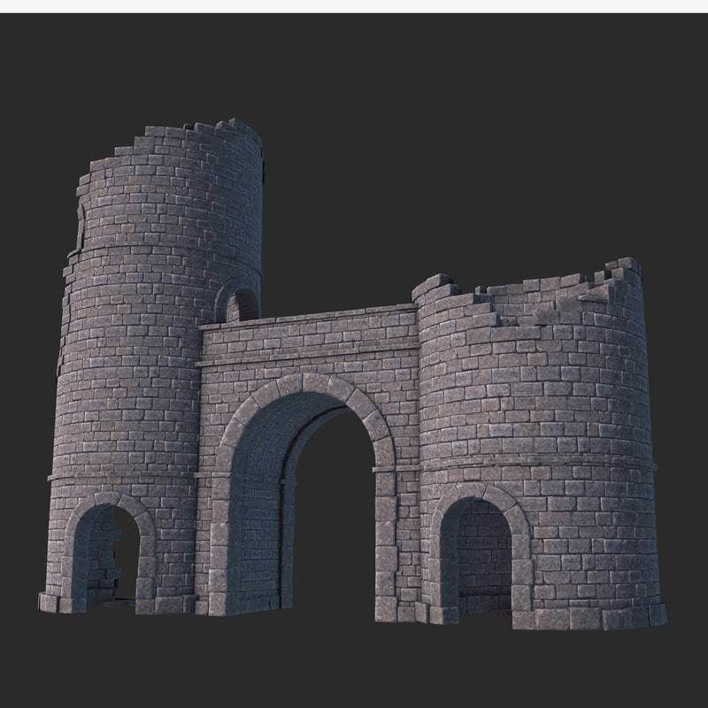 Castle Gate Ruins Low-poly 3D model_12