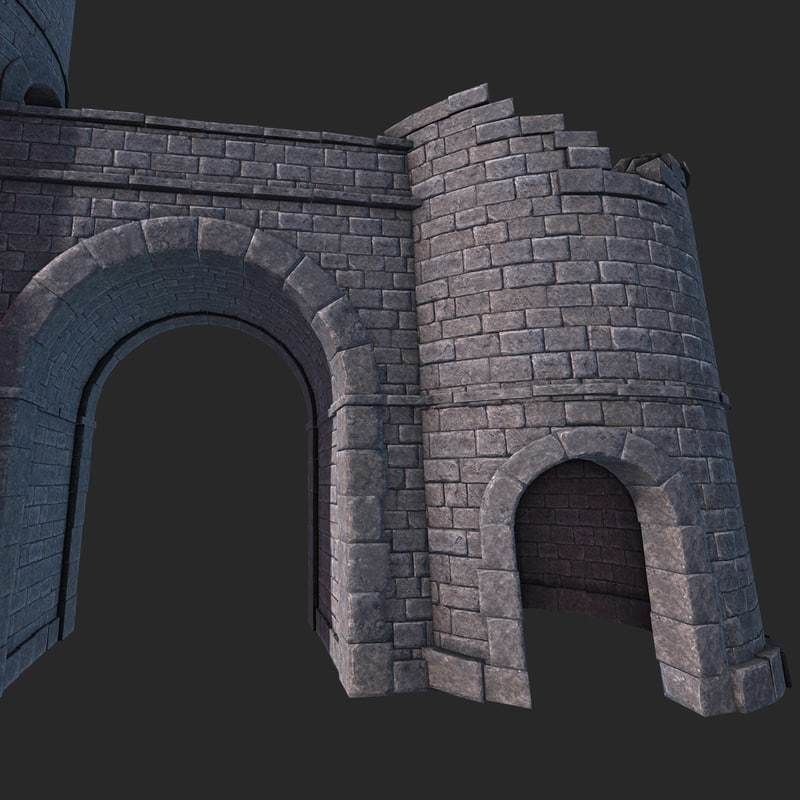 Castle Gate Ruins Low-poly 3D model_9
