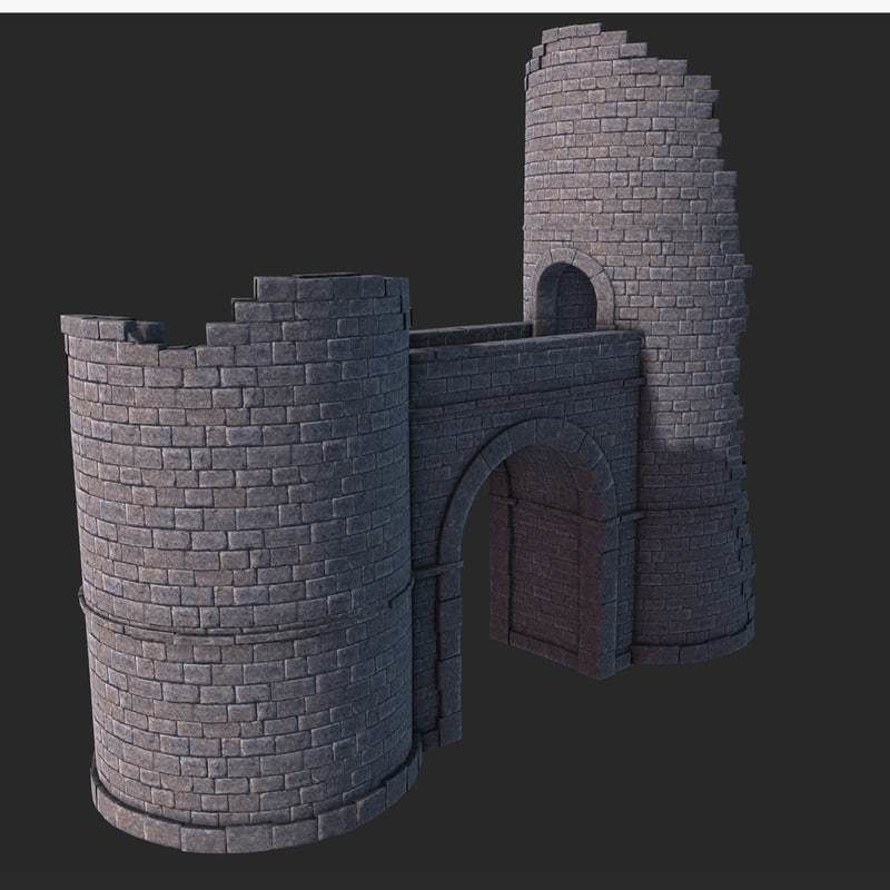 Castle Gate Ruins Low-poly 3D model_5