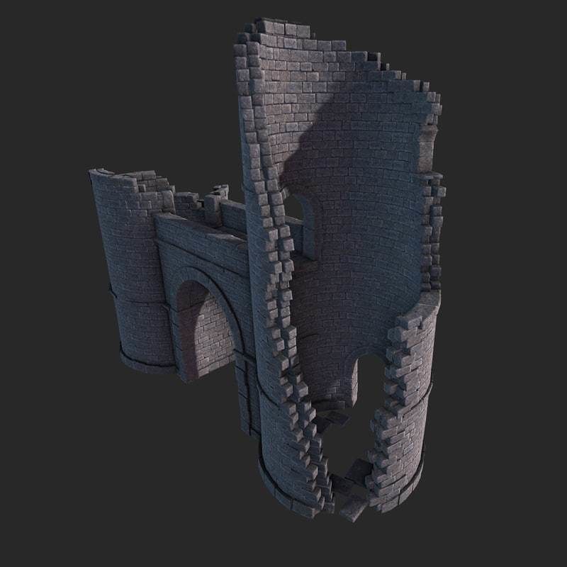 Castle Gate Ruins Low-poly 3D model_4
