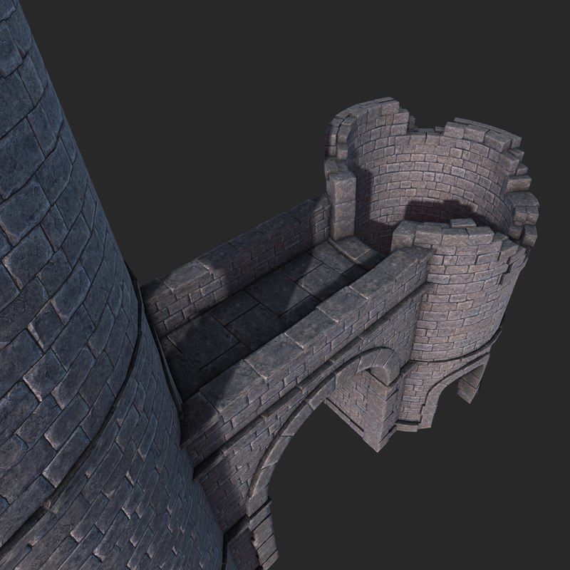 Castle Gate Ruins Low-poly 3D model_7