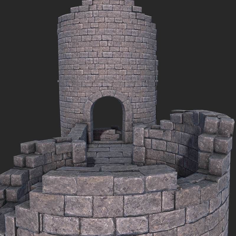 Castle Gate Ruins Low-poly 3D model_8