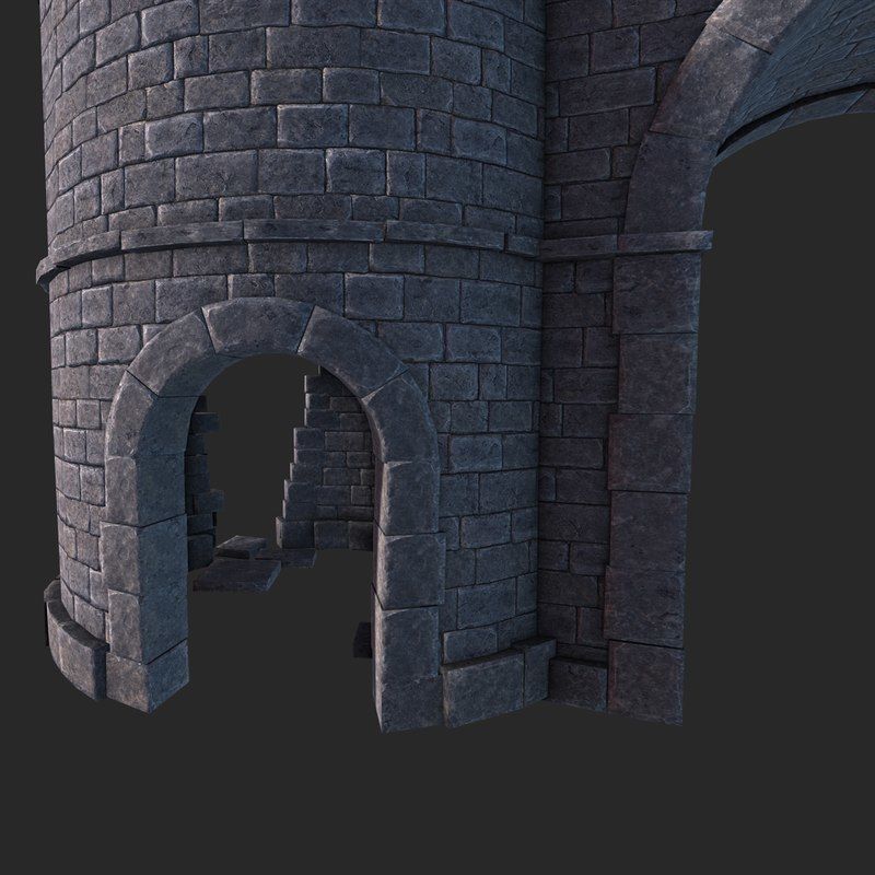 Castle Gate Ruins Low-poly 3D model_10