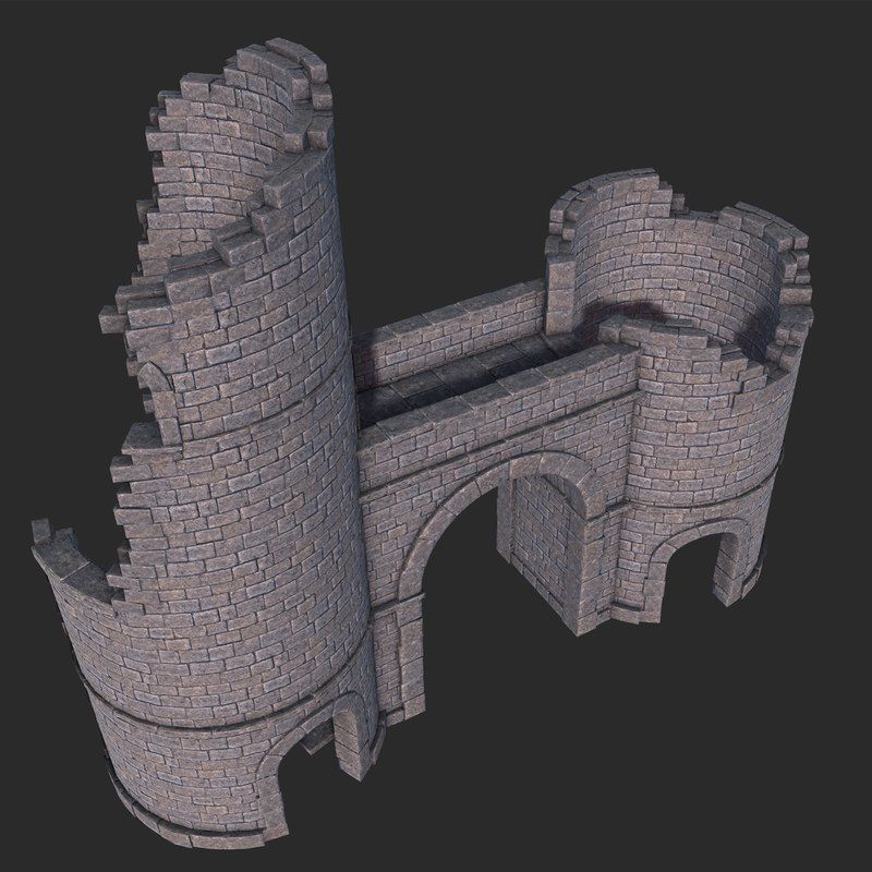 Castle Gate Ruins Low-poly 3D model_2