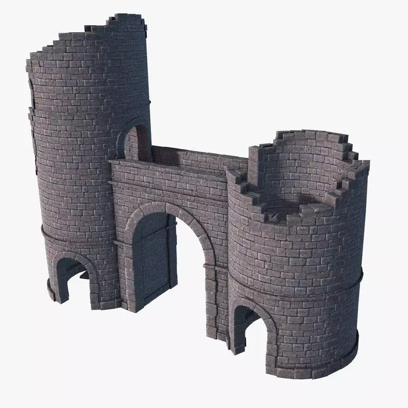 Castle Gate Ruins Low-poly 3D model_0