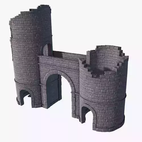 Castle Gate Ruins Low-poly 3D model