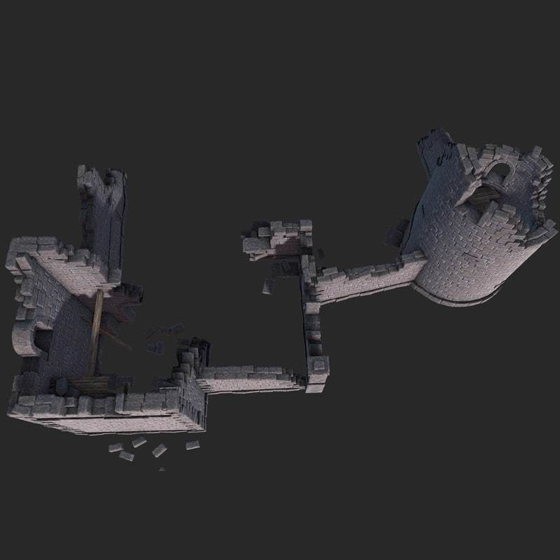 Castle Ruins Low-poly 3D model_5
