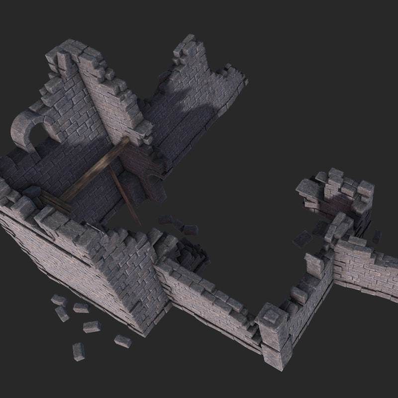 Castle Ruins Low-poly 3D model_4