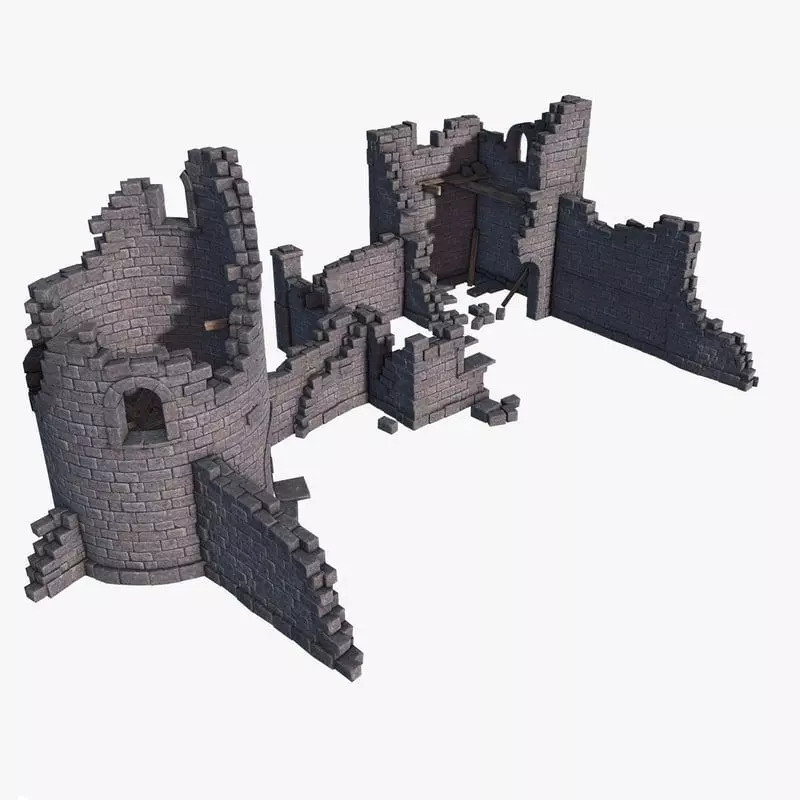 Castle Ruins Low-poly 3D model_0
