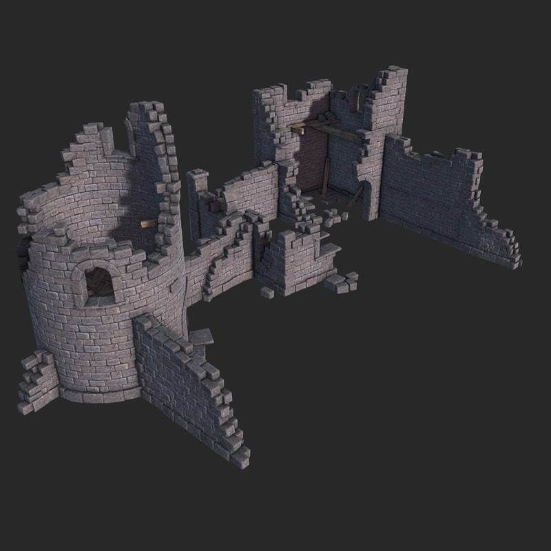 Castle Ruins Low-poly 3D model_2