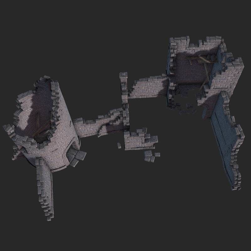 Castle Ruins Low-poly 3D model_3