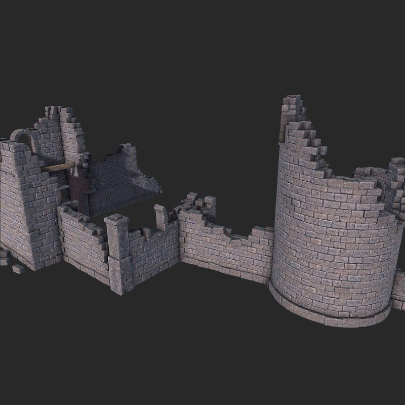Castle Ruins Low-poly 3D model_6
