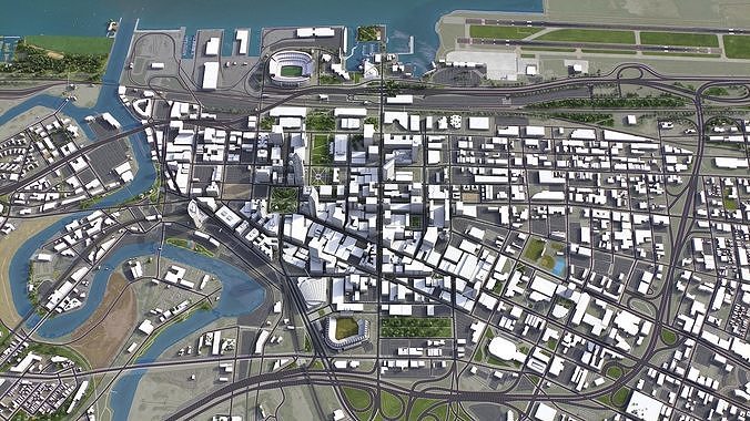 Cleveland - 3D City Model Low-poly 3D model 3
