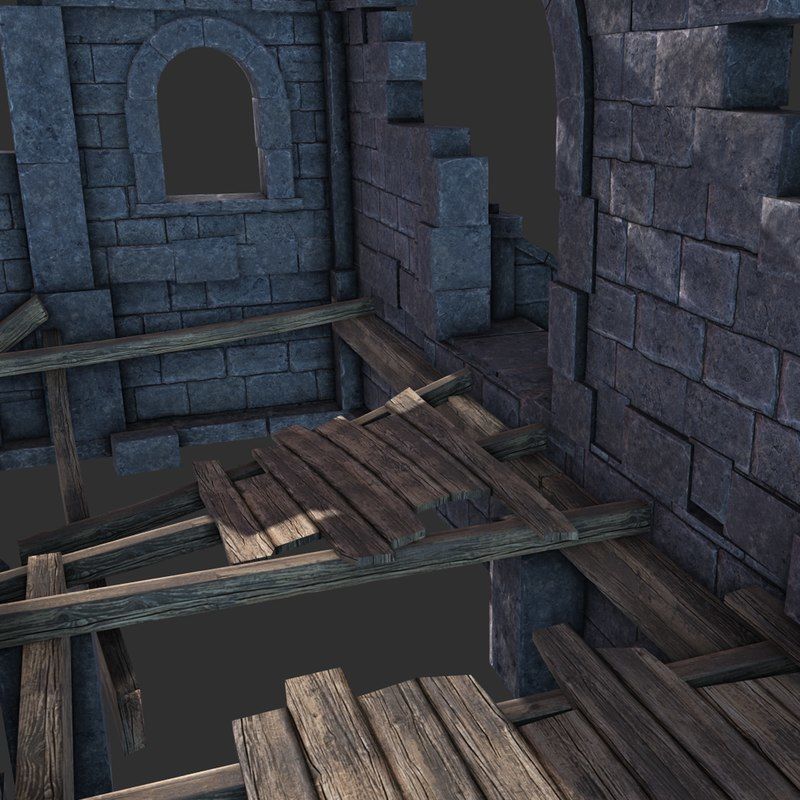 Ruined House Low-poly 3D model_7