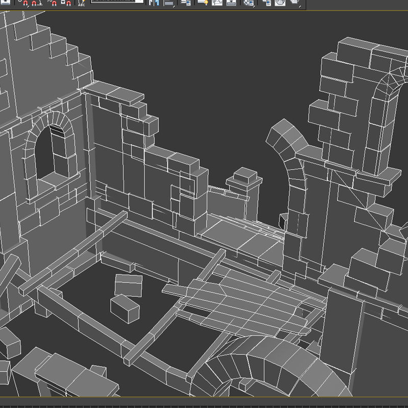 Ruined House Low-poly 3D model_12