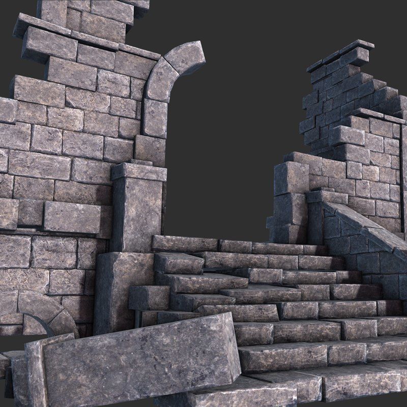 Ruined House Low-poly 3D model_4