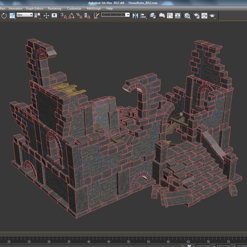 Ruined House Low-poly 3D model_13
