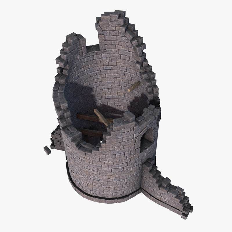 Ruined Tower Low-poly 3D model_3
