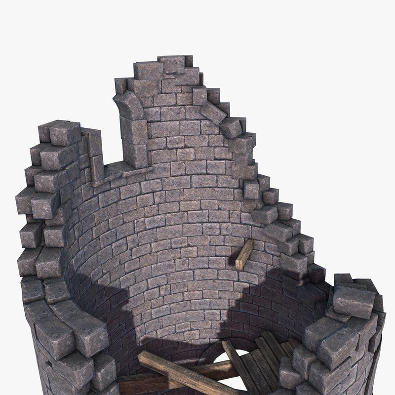 Ruined Tower Low-poly 3D model_5