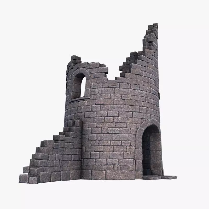 Ruined Tower Low-poly 3D model_0