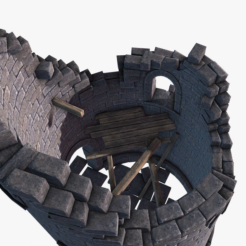 Ruined Tower Low-poly 3D model_6
