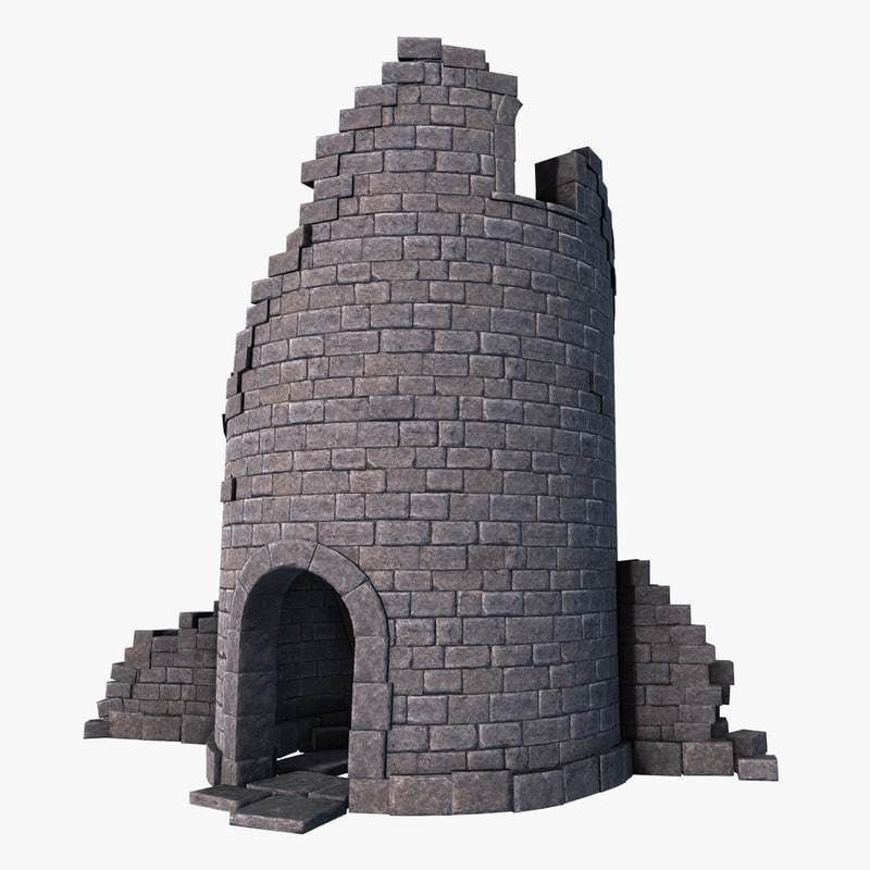 Ruined Tower Low-poly 3D model_1