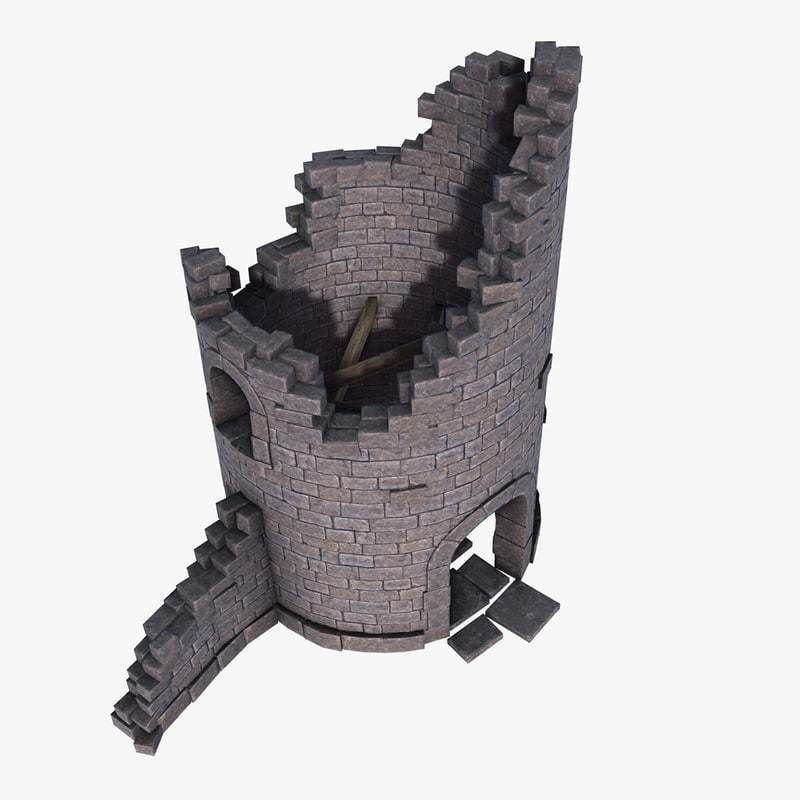 Ruined Tower Low-poly 3D model_2