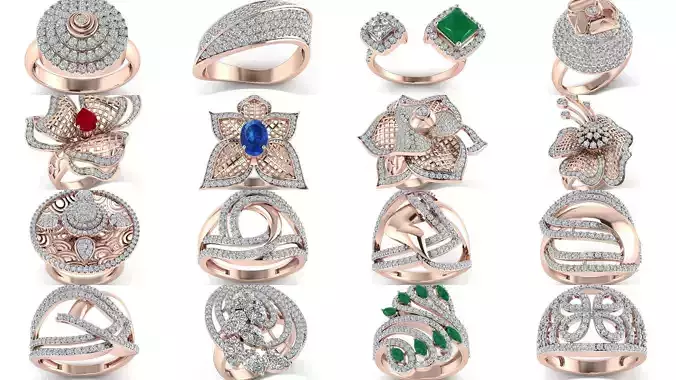 57 Women fancy  ring 3dm stl render detail 3D print model 3D Model Collection