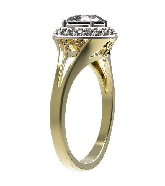 Ring diamond halo engagement gold 3D print model_7