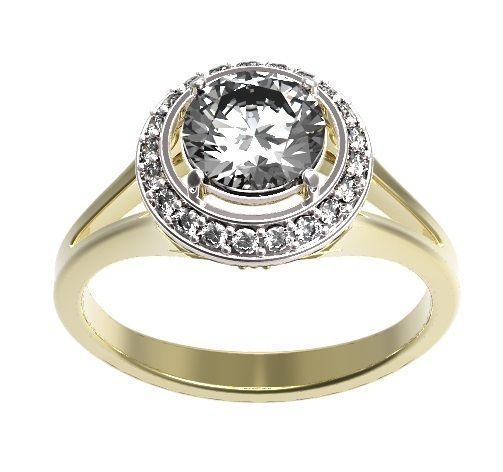 Ring diamond halo engagement gold 3D print model_6