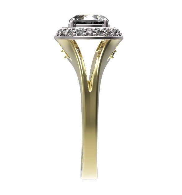 Ring diamond halo engagement gold 3D print model_8