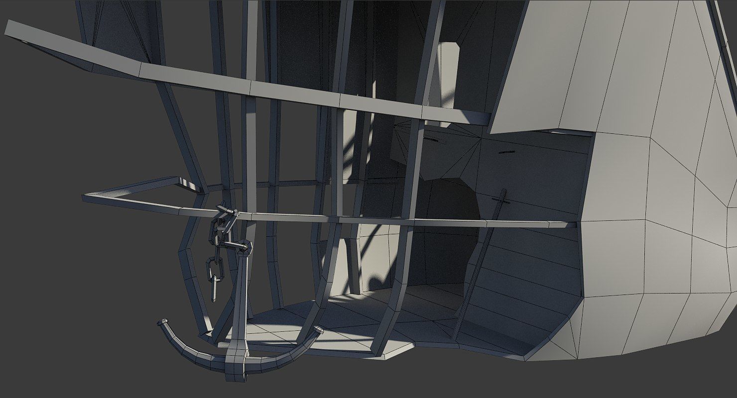 Shipwrecked Boat Low-poly 3D model_19