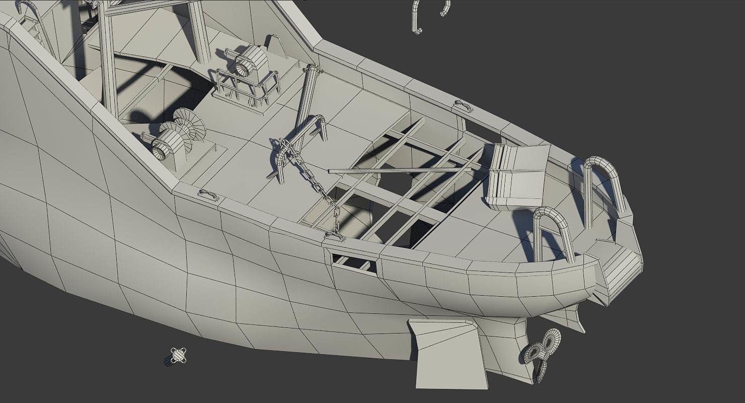 Shipwrecked Boat Low-poly 3D model_18
