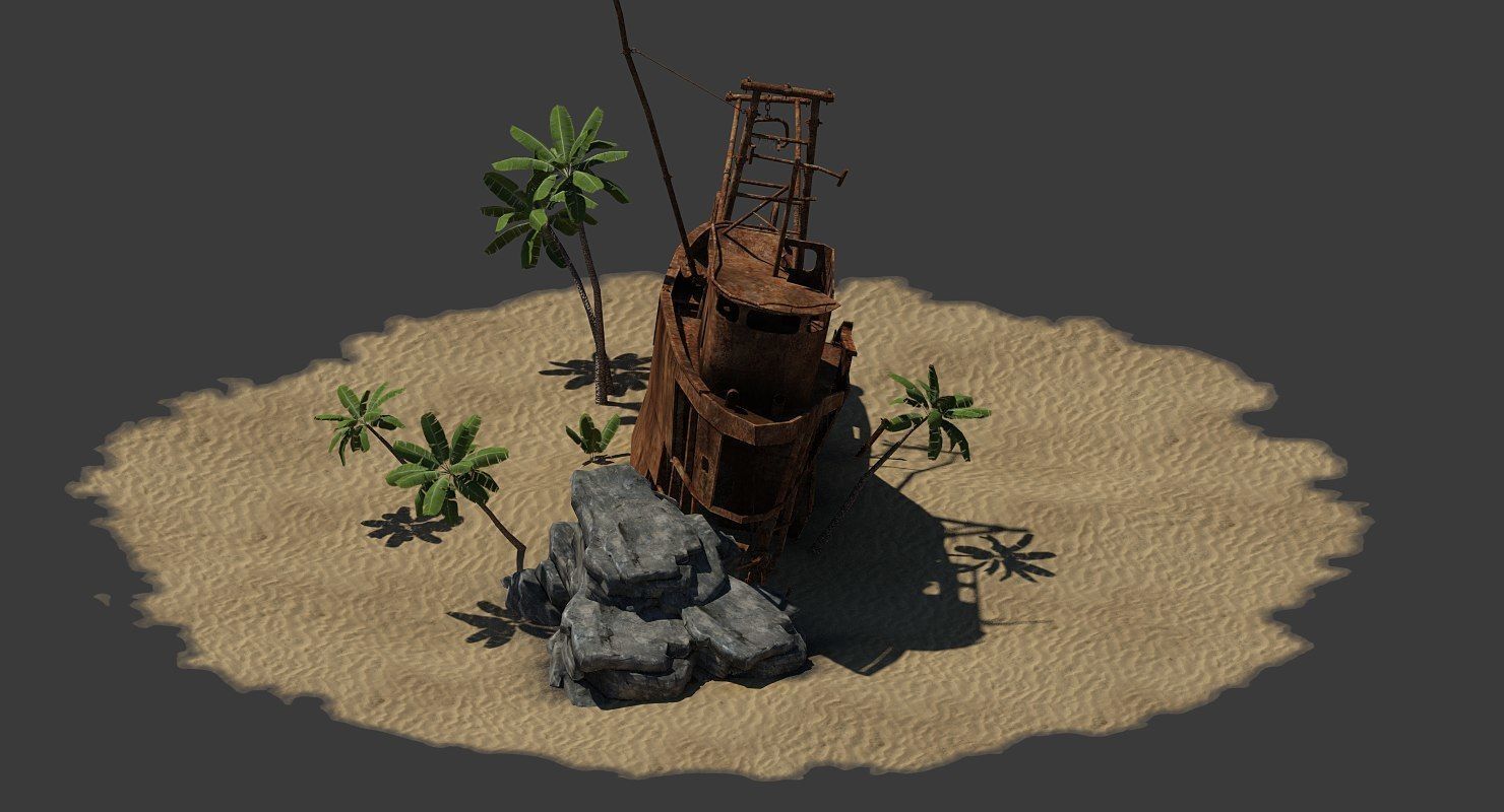 Shipwrecked Boat Low-poly 3D model_5