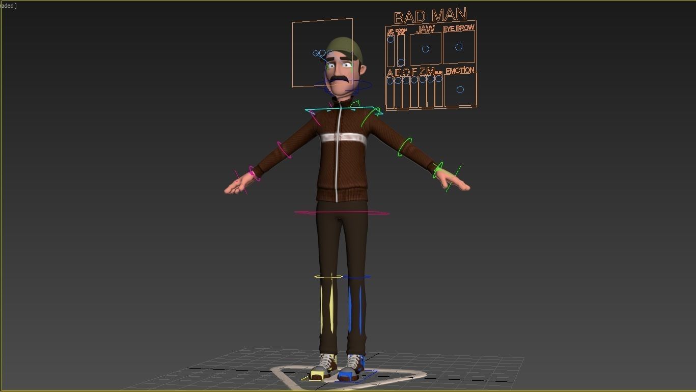 RIGGED CARTOON MAN - CARTOON BAD MAN 3D model_16