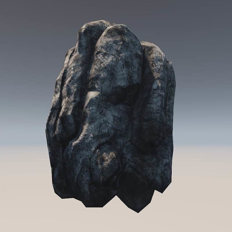 Stone rock Low-poly 3D model_2