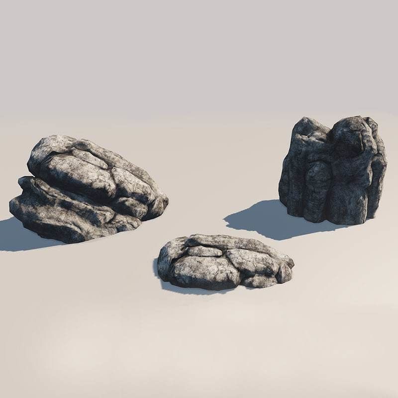 Stone rock Low-poly 3D model_1