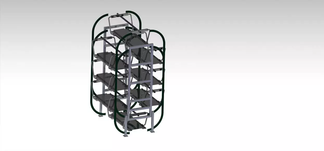 Parking car system for 8 Cars 3D model_0