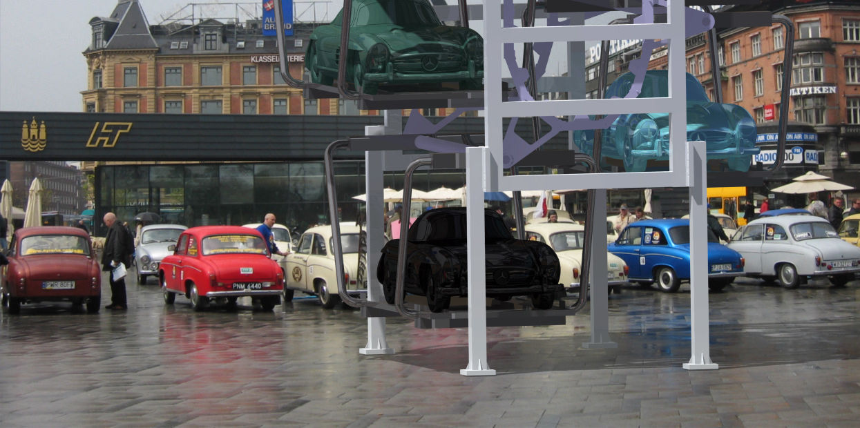 Parking car system for 8 Cars 3D model_7