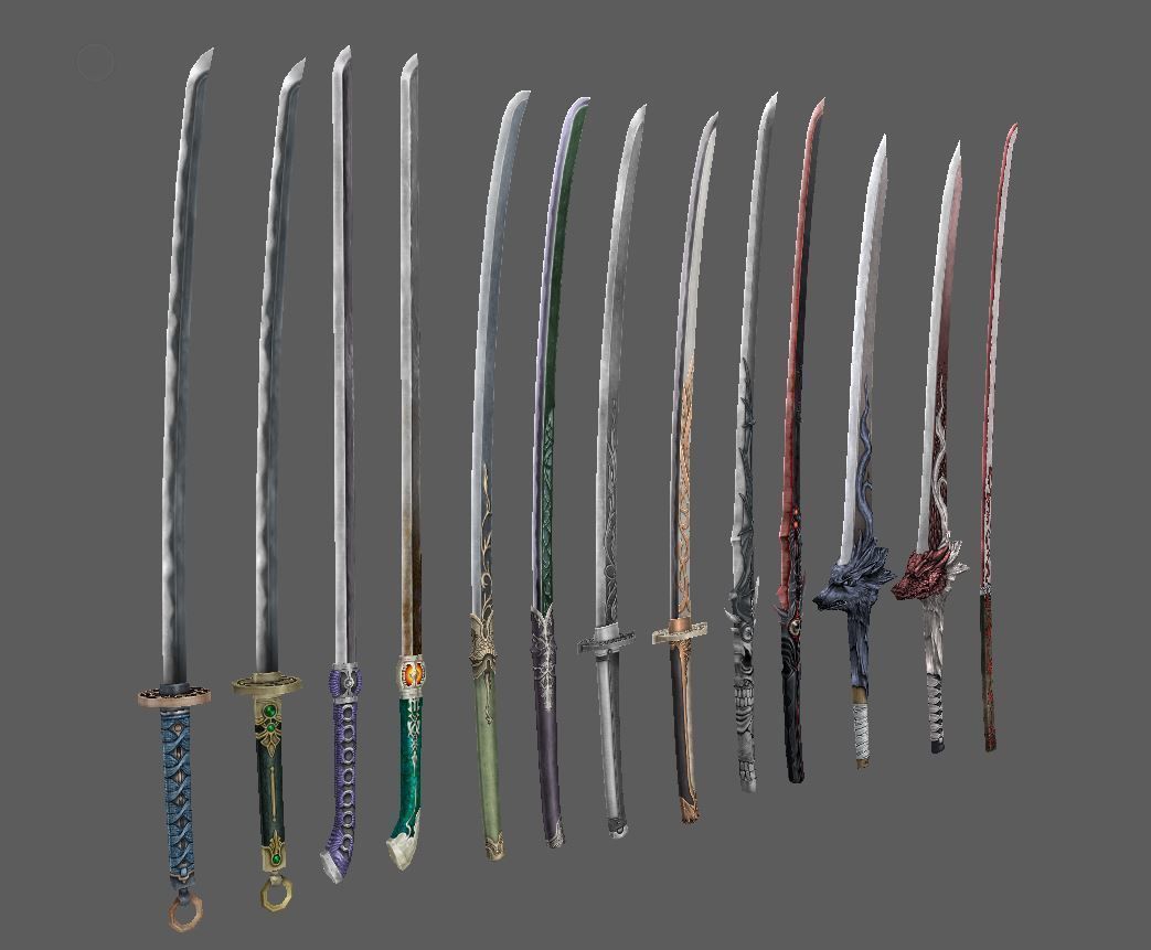 weapon Katana Low-poly 3D model_4