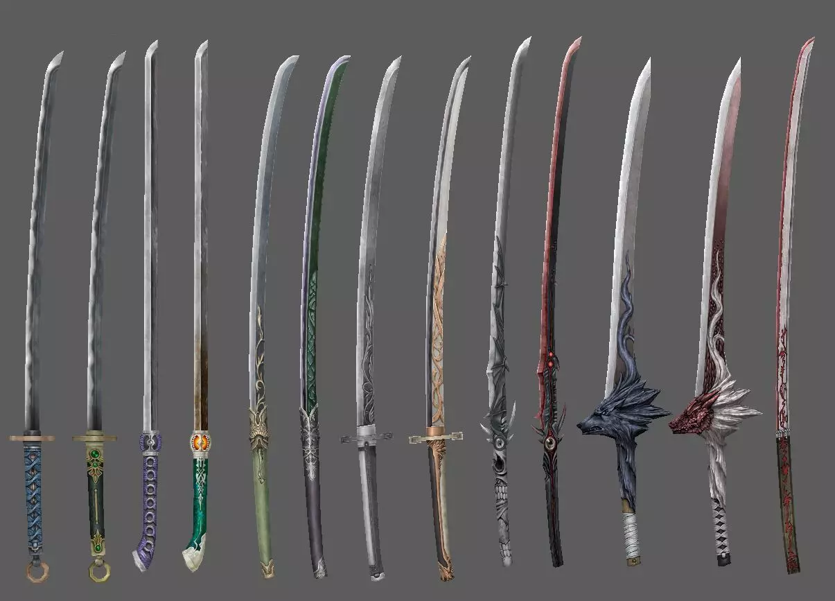 weapon Katana Low-poly 3D model_0